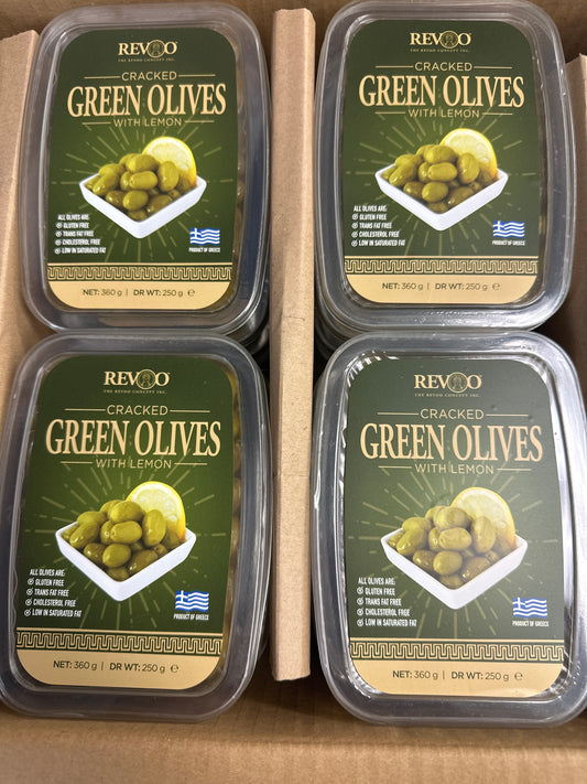 REVOO CRACKED GREEN OLIVES FROM GREECE