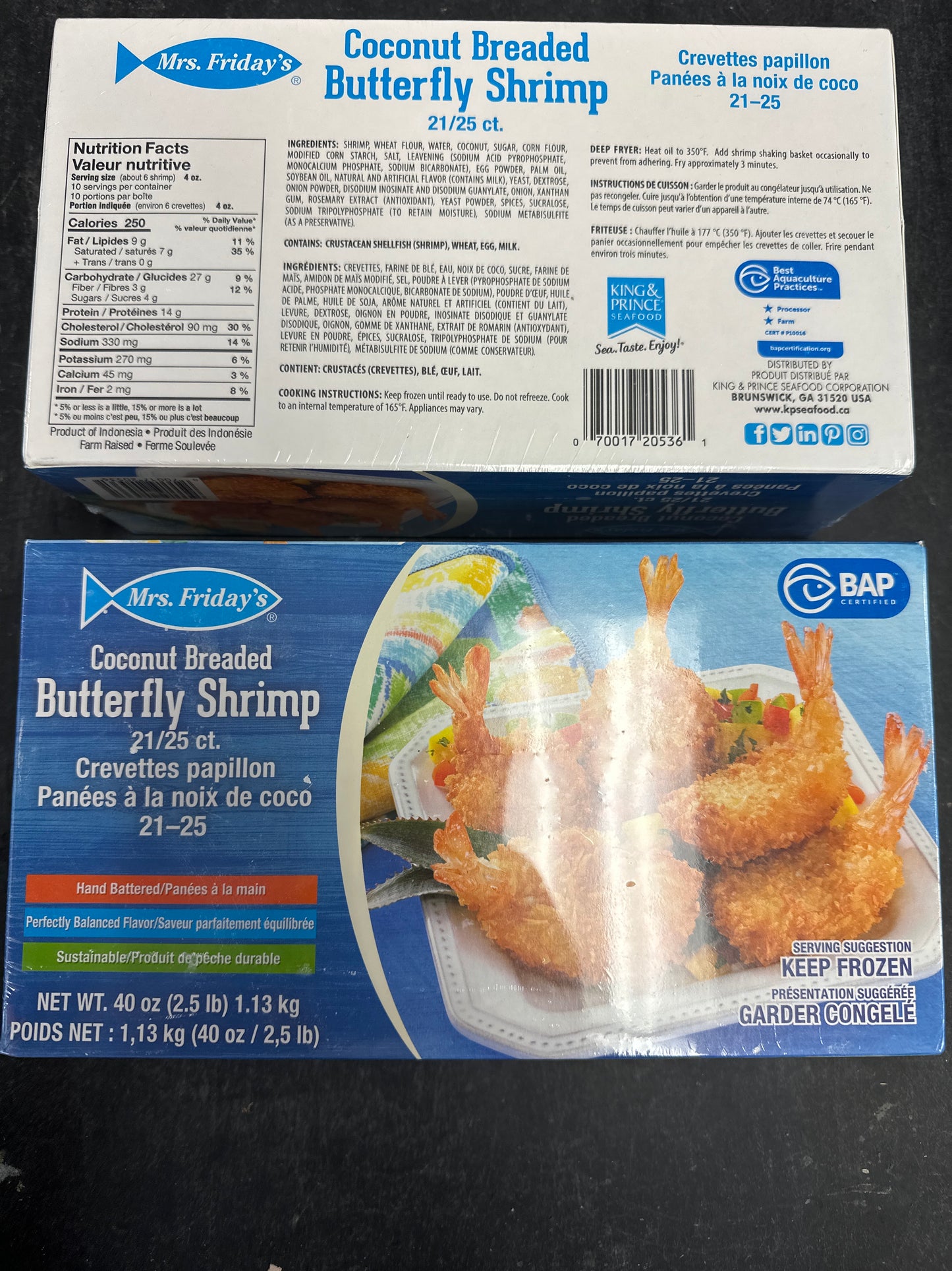 COCONUT BREADED BUTTERFLY SHRIMP - 2.5lbs bx 21/25