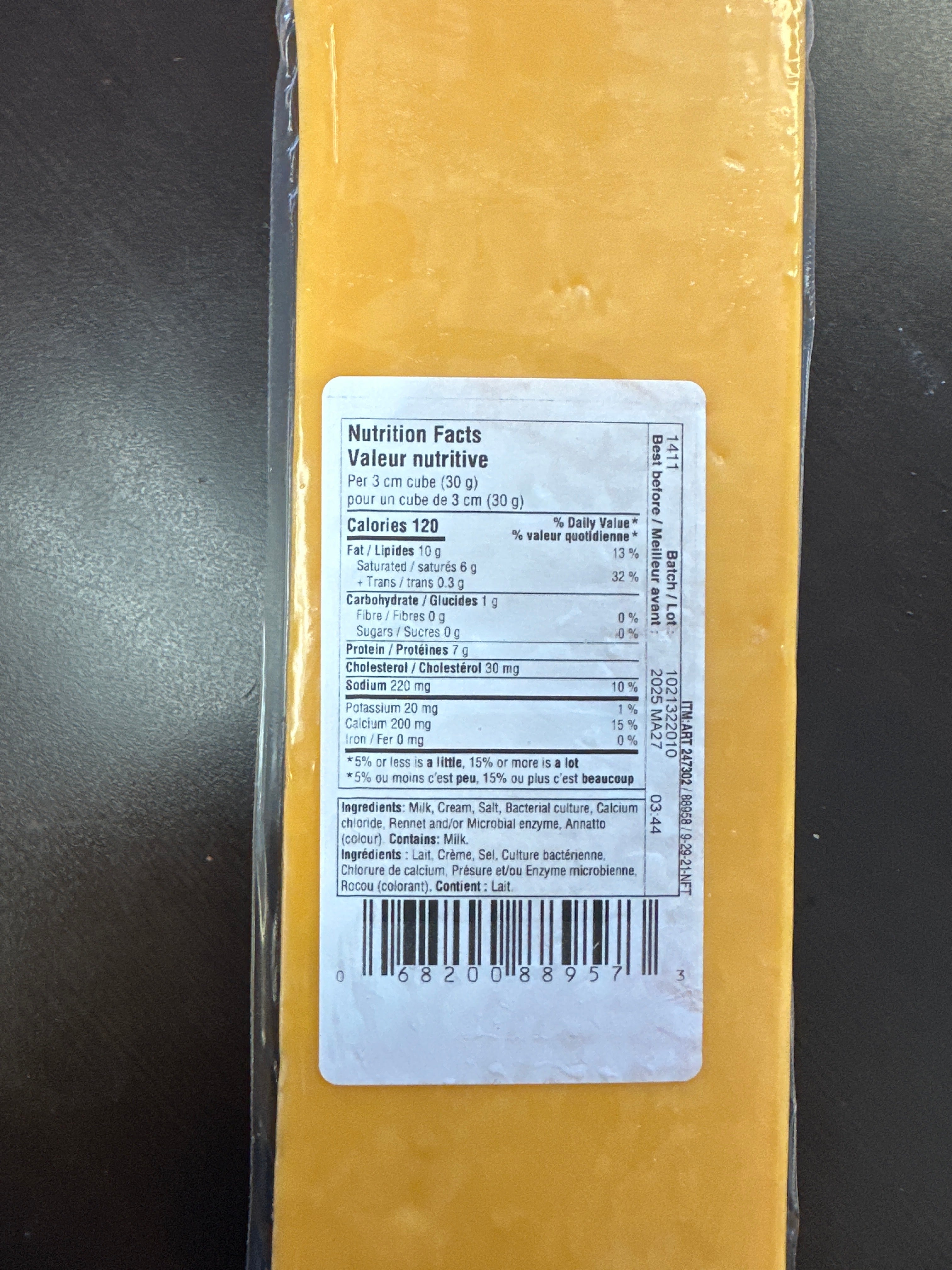 BALDERSON EXTRA CHEDDAR CHEESE BLOCK – J&W Meal Butler